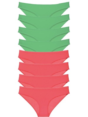Royaleks 8 Adet Süper Eko Set Likralı Kadın Slip Külot Yeşil Fuşya