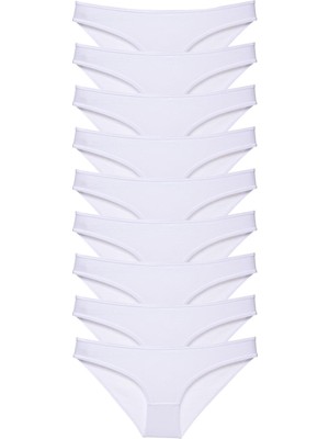 Royaleks 9 Adet Süper Eko Set Likralı Kadın Slip Külot Beyaz
