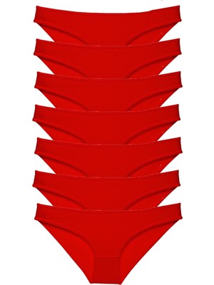 Royaleks 7 Adet Süper Eko Set Likralı Kadın Slip Külot Kırmızı