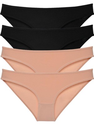 Royaleks 4 Adet Süper Eko Set Likralı Kadın Slip Külot Siyah Ten