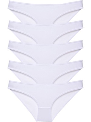 Royaleks 5 Adet Süper Eko Set Likralı Kadın Slip Külot Beyaz