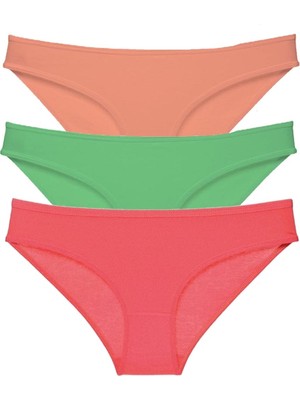 Royaleks 3 Adet Süper Eko Set Likralı Kadın Slip Külot Pudra Yeşil Fuşya