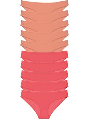 Royaleks 10 Adet Süper Eko Set Likralı Kadın Slip Külot Pudra Fuşya