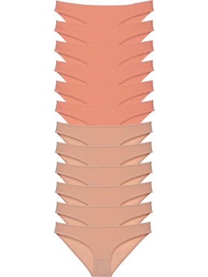 Royaleks 12 Adet Süper Eko Set Likralı Kadın Slip Külot Pudra Ten