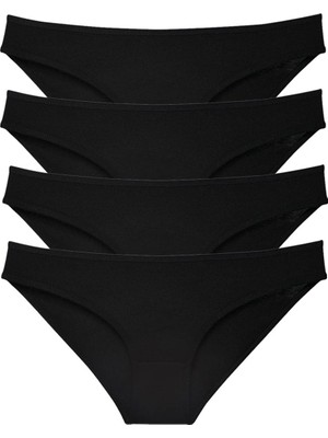 Royaleks 4 Adet Süper Eko Set Likralı Kadın Slip Külot Siyah