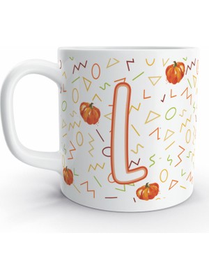 Rock'n Fox L Harfi Balkabağı  Tasarım Renkli Harfli Kupa Bardak