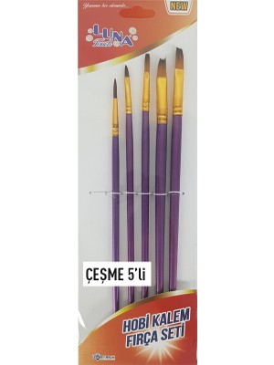 Luna Touch Hobi Kalem Fırça Seti 5'li Çeşme Renkli Fırçalar ile Detaylı Boyama İmkanları