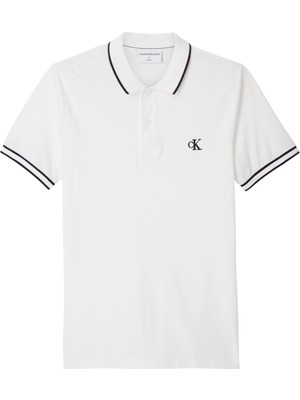 Calvin Klein Erkek Beyaz Tıppıng slim Polo Polo