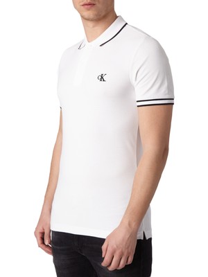 Calvin Klein Erkek Beyaz Tıppıng slim Polo Polo