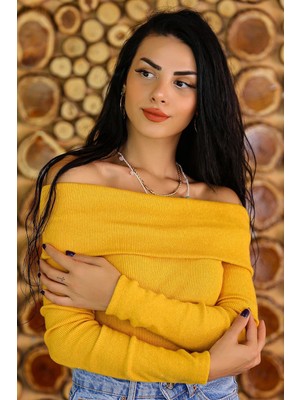 Kasheha Hardal Madonna Yaka Kaşkorse Uzun Kollu Bluz - GİY00011