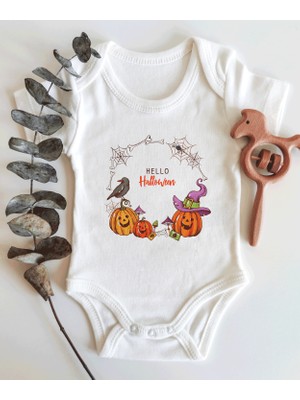 Limon Halloween Yazılı Kısa Kol Organik Bebek Body