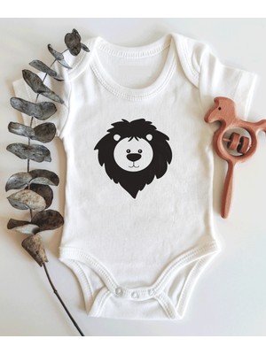 Limon Aslan Desenli Kısa Kol Organik Bebek Body