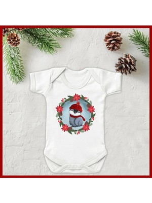 Limon Sevimli Yılbaşı Penguen Organik Yazılı Bebek Body Zıbın