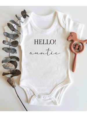 Limon Hello Auntie Yazılı Kısa Kol Organik Bebek Body