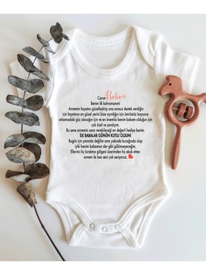 Limon Kısa Kol Organik Kız Bebek Body İlk Babalar Günü İçin Tasarlanmış Özel Hediye