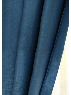 Evdepo Home Indigo Düz Renk Pileli Soft Fon Perde, 1/3 Sık Pile, Tek Kanat 50 x 250 cm