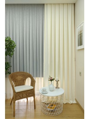 Evdepo Home Krem Düz Renk Pileli Soft Fon Perde, 1/3 Sık Pile, Tek Kanat 50 x 240 cm