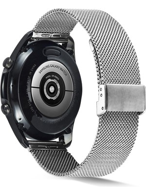 AktarMobile Huawei Watch 3 / Watch 3 Pro Uyumlu Hasır Metal Kordon Klipsli Tel Örgü Kayışgümüş