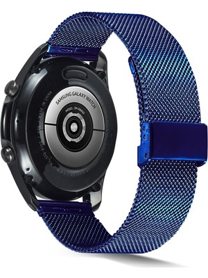 AktarMobile Huawei Watch 3 / Watch 3 Pro Uyumlu Hasır Metal Kordon Klipsli Tel Örgü Kayışlacivert