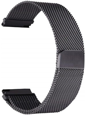 AktarMobile Samsung Galaxy Watch 3 41 mm Uyumlu Hasır Metal Kordon Mıknatıslı Tel Örgü Kayışsiyah