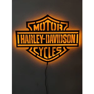 Harley Davidson LED Işıklı Ahşap Tablo