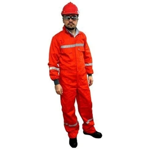 Orange Safety Mervem Bütün Iş Tulumu %100 Pamuk Reflektörlü