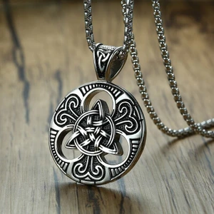 Iskandinav Mitolojisi Triquetra Celtic & Kare Zincir Nordik Çelik Kolye