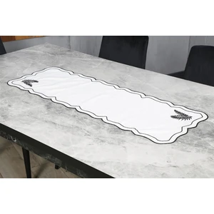 Caka Home  Runner Yaprak Nakışlı Keten Efektli