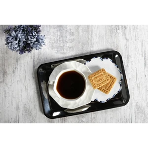 Caka Home  6 Li Kokteyl Peçete Ebruli Nakışlı Keten Efektli