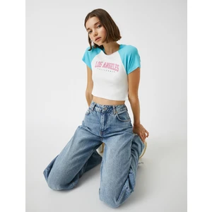 Kadın Baskılı Tişört Reglan Kol