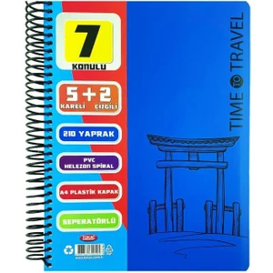 A4 Spiralli Pp Kapak 7 Bölmeli Ayraçlı Defter 210 Yaprak 70 Gram