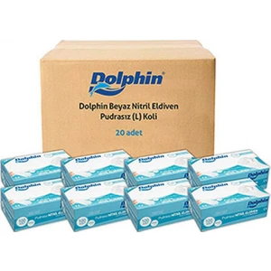 Beyaz Nitril Eldiven Pudrasız (L) 20 Pk x 100 'lü (Koli)
