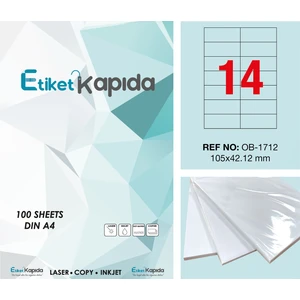 Etiket Kapıda A4 Yapışkanlı Hazır Laser Etiket 105 x 42,12 mm 100 Sayfa 1400 Etiket