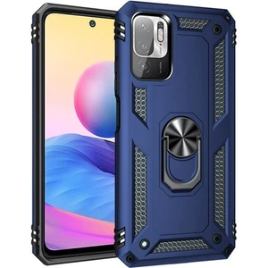 Xiaomi Poco M3 Pro 5g Kılıf Vega Tank Standlı Yüzüklü Mıknatıslı+Nano Glass Lacivert