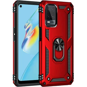 Oppo A54 4g Kılıf Vega Tank Standlı Yüzüklü Mıknatıslı Kırmızı
