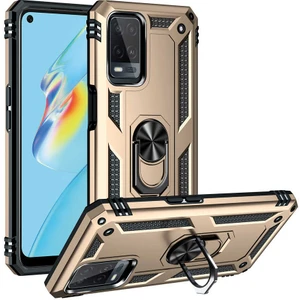 Oppo A54 4g Kılıf Vega Tank Standlı Yüzüklü Mıknatıslı Gold