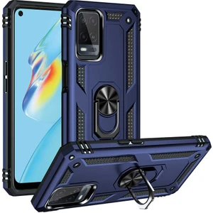 Oppo A54 4g Kılıf Vega Tank Standlı Yüzüklü Mıknatıslı Lacivert