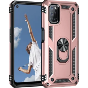 Case Street Oppo A52 Kılıf Vega Tank Standlı Yüzüklü Mıknatıslı Bronz