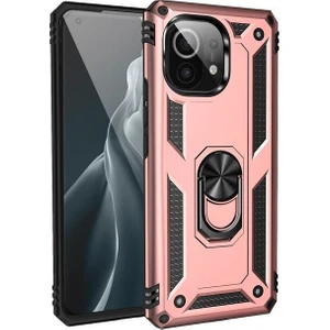 Case Street Xiaomi Mi 11 Lite Kılıf Vega Tank Standlı Yüzüklü Mıknatıslı Bronz