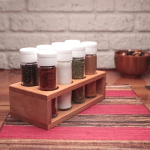 Joy Kitchen Lisa 8'li Ahşap Stantlı Baharatlık Seti