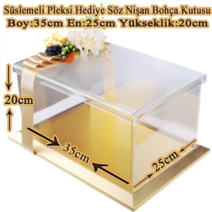 Söz Nişan Bohça Kutusu -Özel Pleksi Kutu -Söz Nişan Hediye Kutusu -35CM X25CM X20CM ölçü