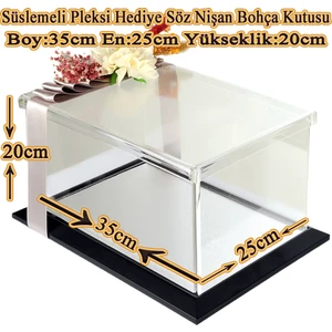 Söz Nişan Bohça Kutusu -Özel Pleksi Kutu -Söz Nişan Hediye Kutusu -35CM X25CM X20CM ölçü