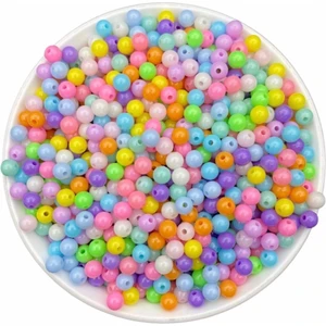 Hedef Bijuteri 25GR 6mm Pastel Karışık Renkli Yuvarlak Plastik Boncuk , Takı Yapım Boncuğu (25GR,~240 Adet)
