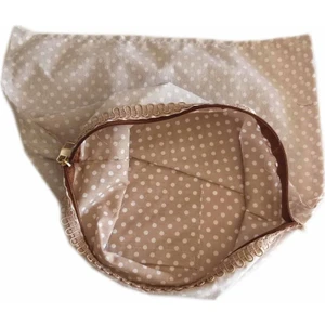 Angel Çanta Aksesuar Minik Puantiyeli Sütlü Kahve Renk 28x28 cm Fermuarlı Astar