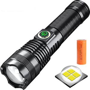 BTT Lighting Pil Göstergeli P50 Yakınlaştırmalı El Feneri USB Şarjlı 20W-1500 Lümen (Yurt Dışından)