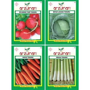 Kırmızı Turp + Beyaz Lahana + Havuç + Pırasa Tohum