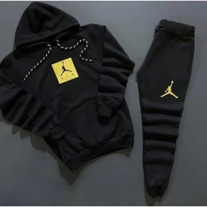 Amor Man Kapüşonlu 4 Iplik Içi Komple Pamuk Kanguru Cep Dış Mekan Erkek Eşofman Takım