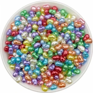 Hedef Bijuteri 50GR Karışık Renkli Formsuz Şekilsiz Plastik Lüks Barok Inci Boncuk, Yamuk Inci (~250 Adet)