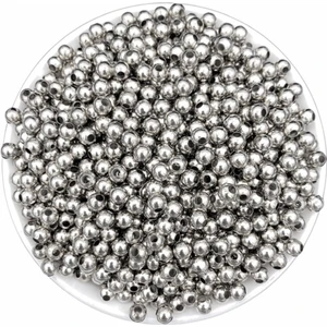 Hedef Bijuteri 5mm Nikel / Gümüş Renk Metal Demir Top Boncuk,takı Yapım Boncuğu (25GR ~150 Adet)