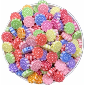 Hedef Bijuteri Pastel 10MM Ayçiçeği Figür, Çiçek Şekilli Karışık Pastel Renk Boncuk,takı Yapımı (25GR, ~70 Adet)